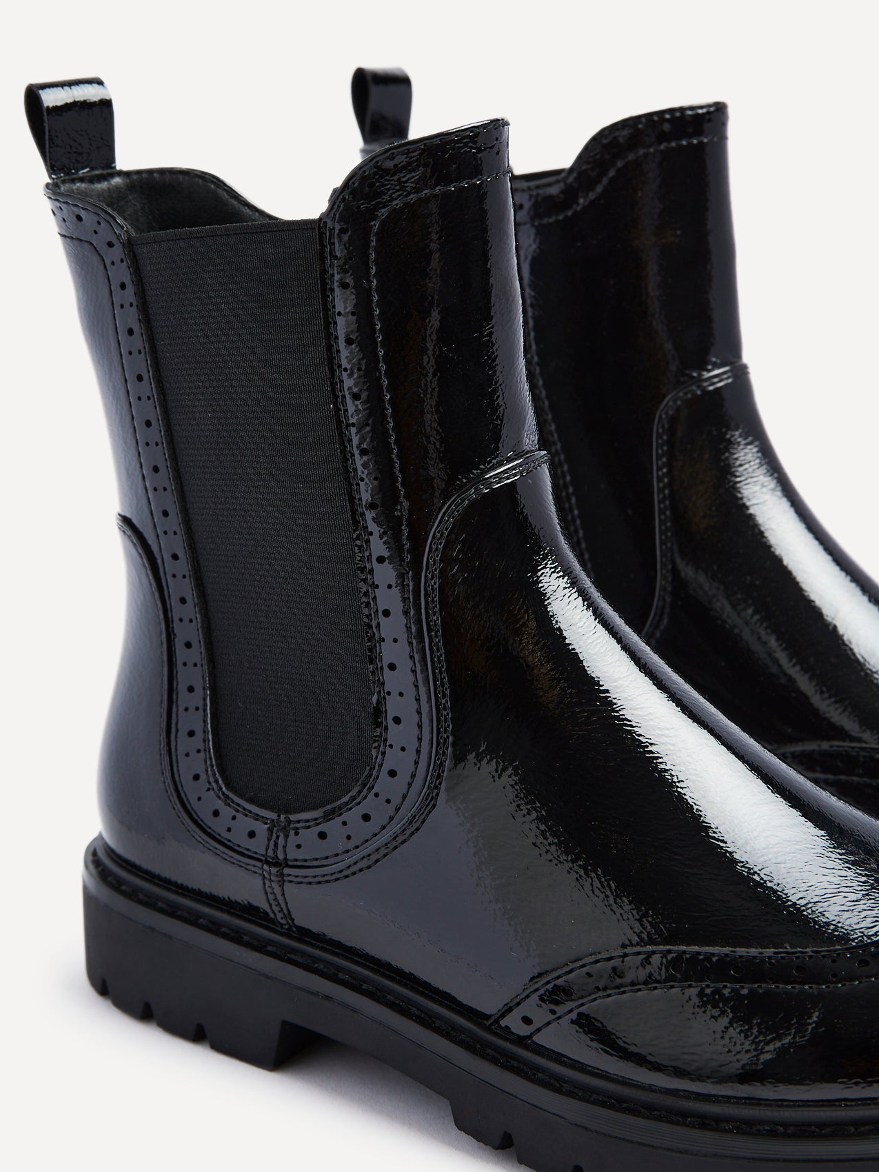 Esme Black Patent Chelsea Boots