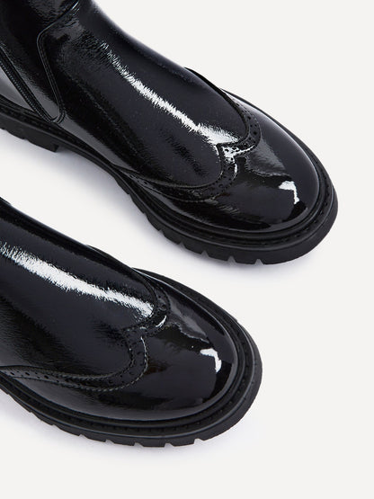 Esme Black Patent Chelsea Boots