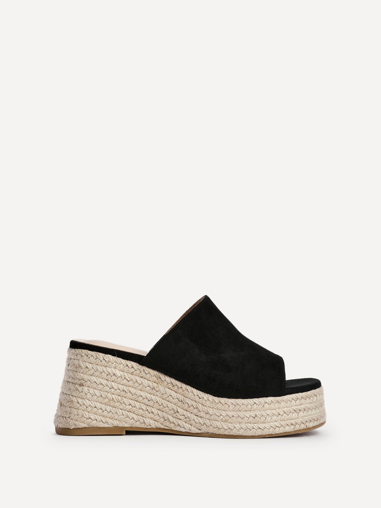 Espresso Black Espadrille Mule Wedges