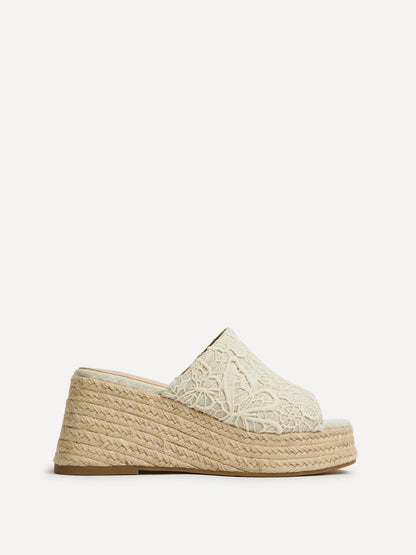 Espresso Ivory Espadrille Mule Wedges