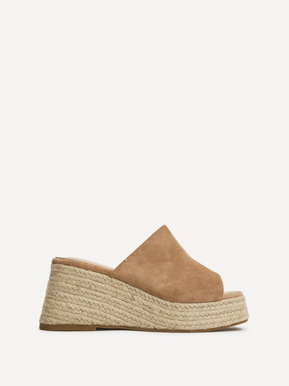 Espresso Mocha Espadrille Mule Wedges