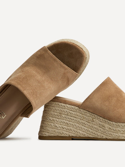 Espresso Mocha Espadrille Mule Wedges