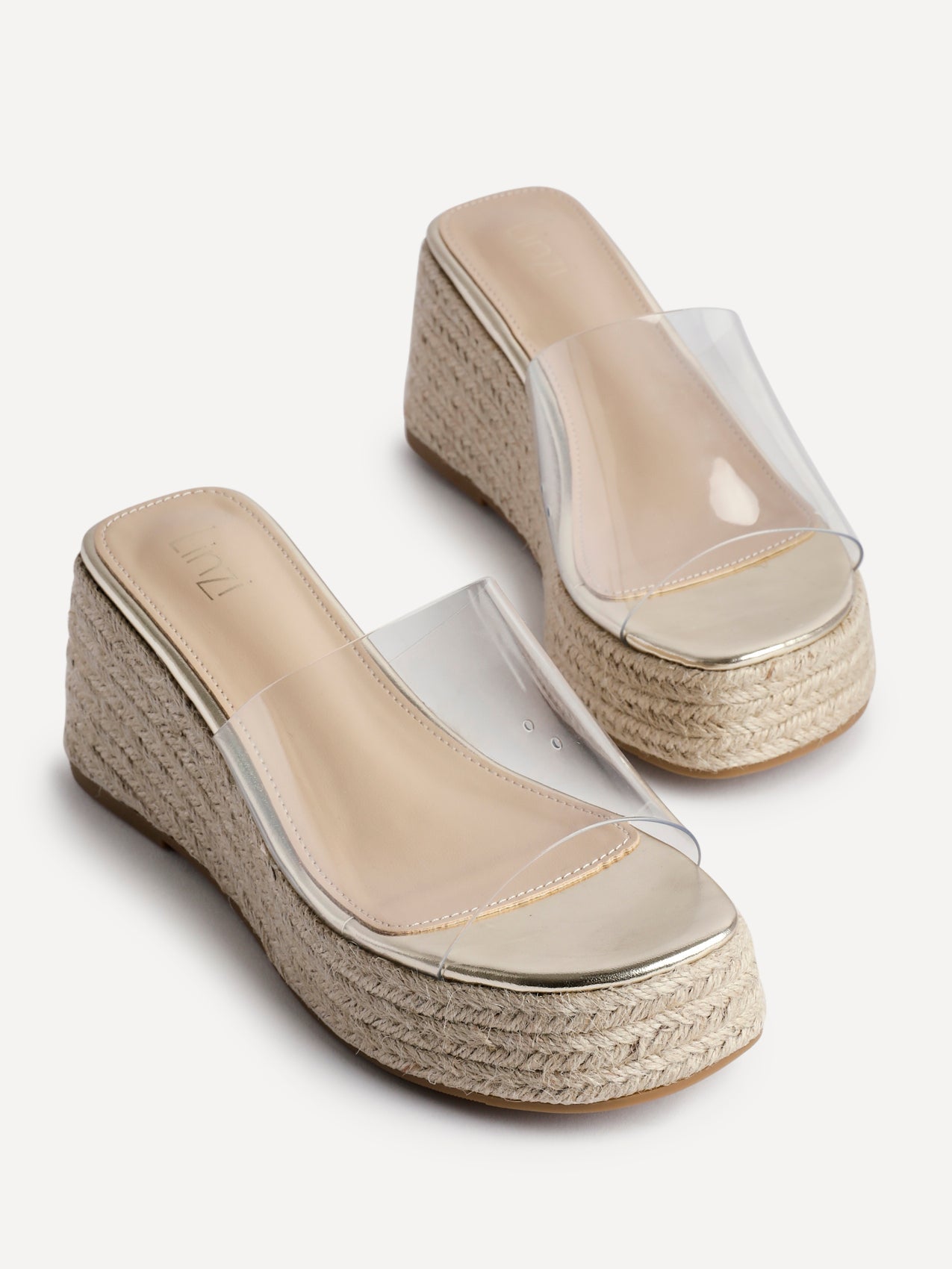 Espresso Perspex Espadrille Mule Wedges