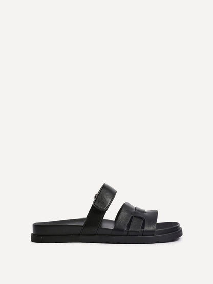 Essential Black Faux Leather Sandals