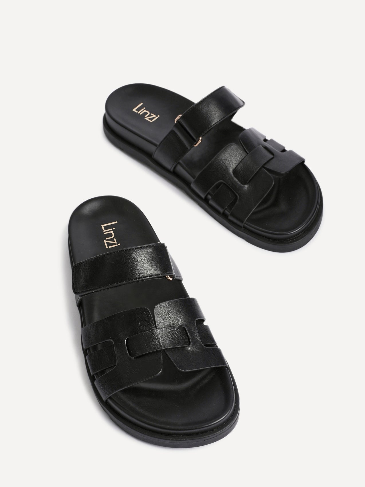 Essential Black Faux Leather Sandals