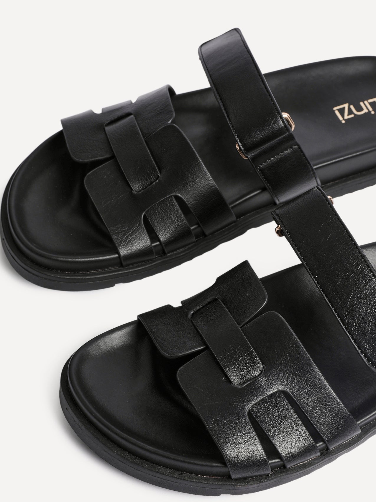Essential Black Faux Leather Sandals