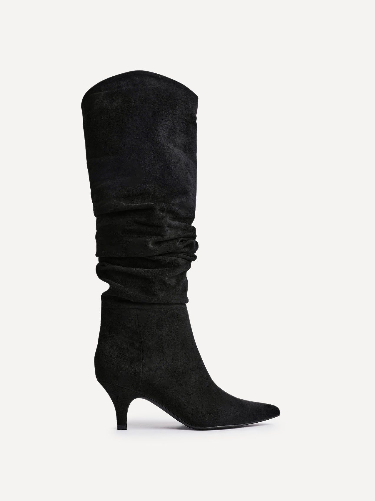Esteem Black Kitten Heel Long Boots