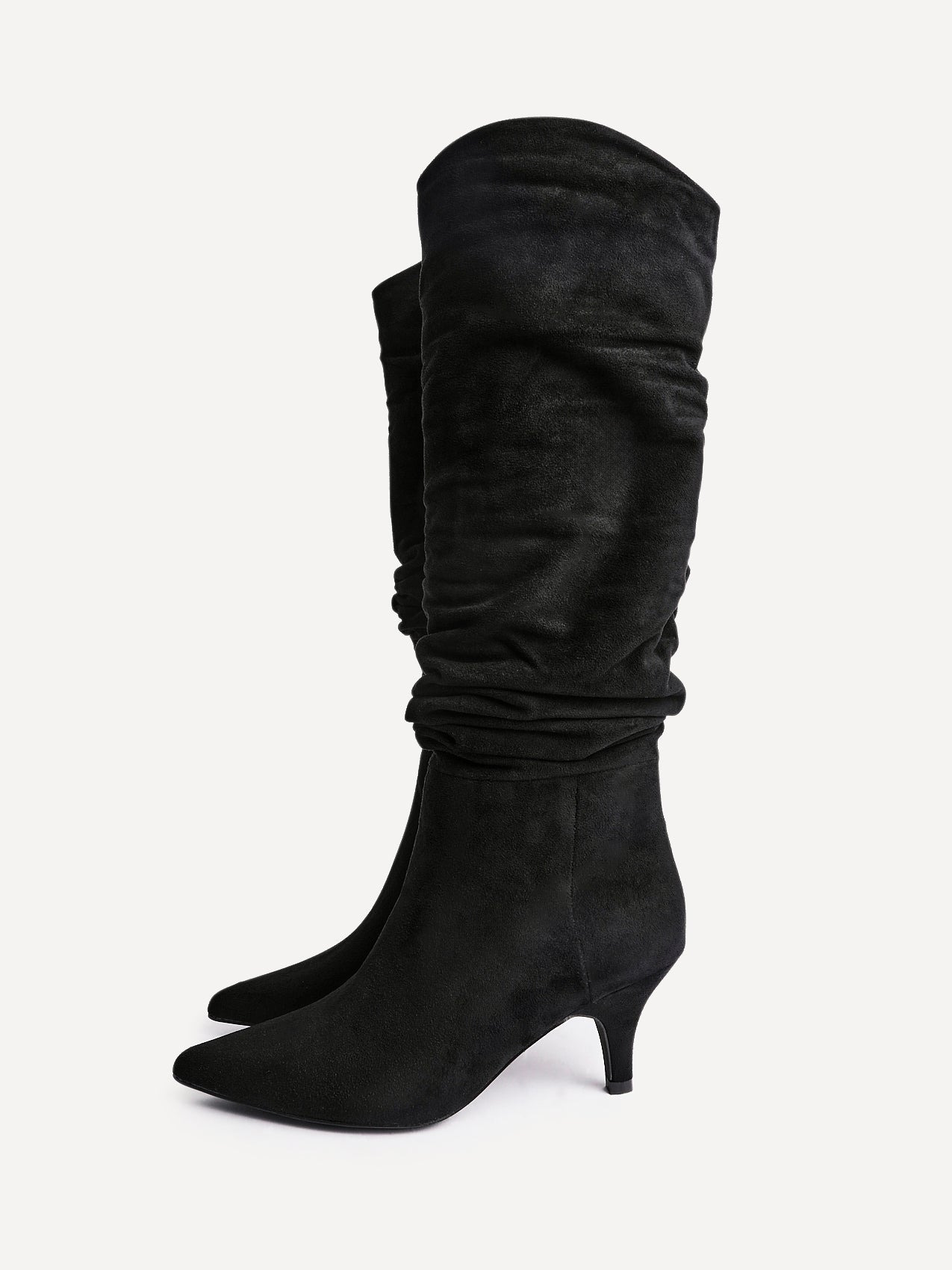Esteem Black Kitten Heel Long Boots