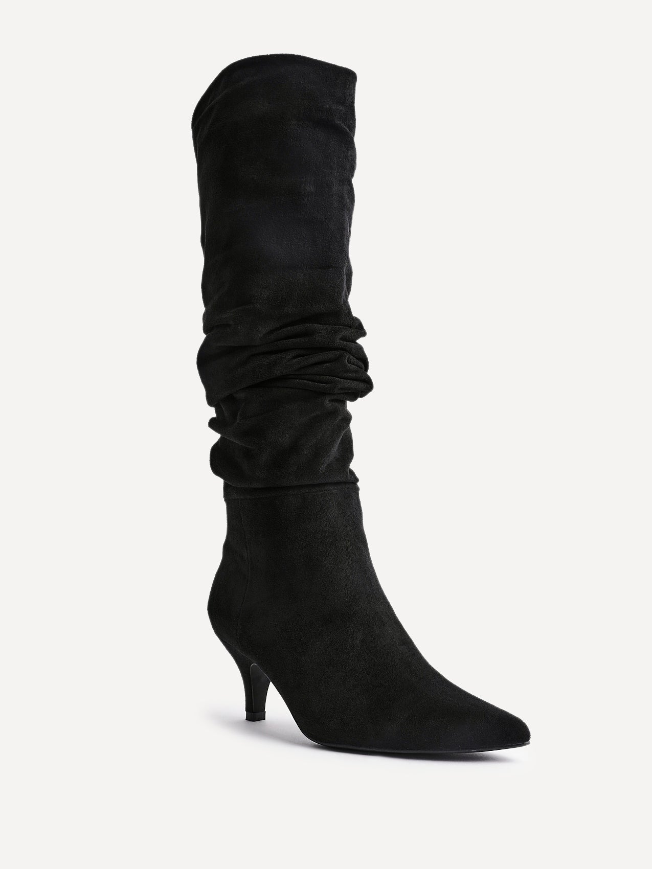 Esteem Black Kitten Heel Long Boots
