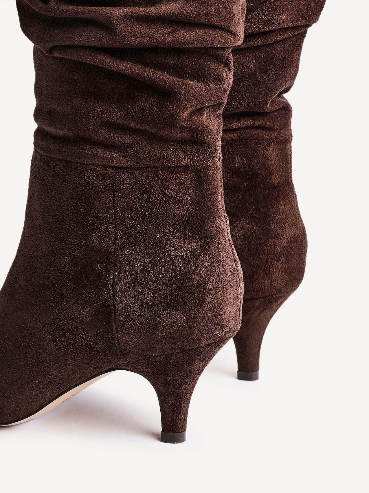 Esteem Brown Kitten Heel Long Boots