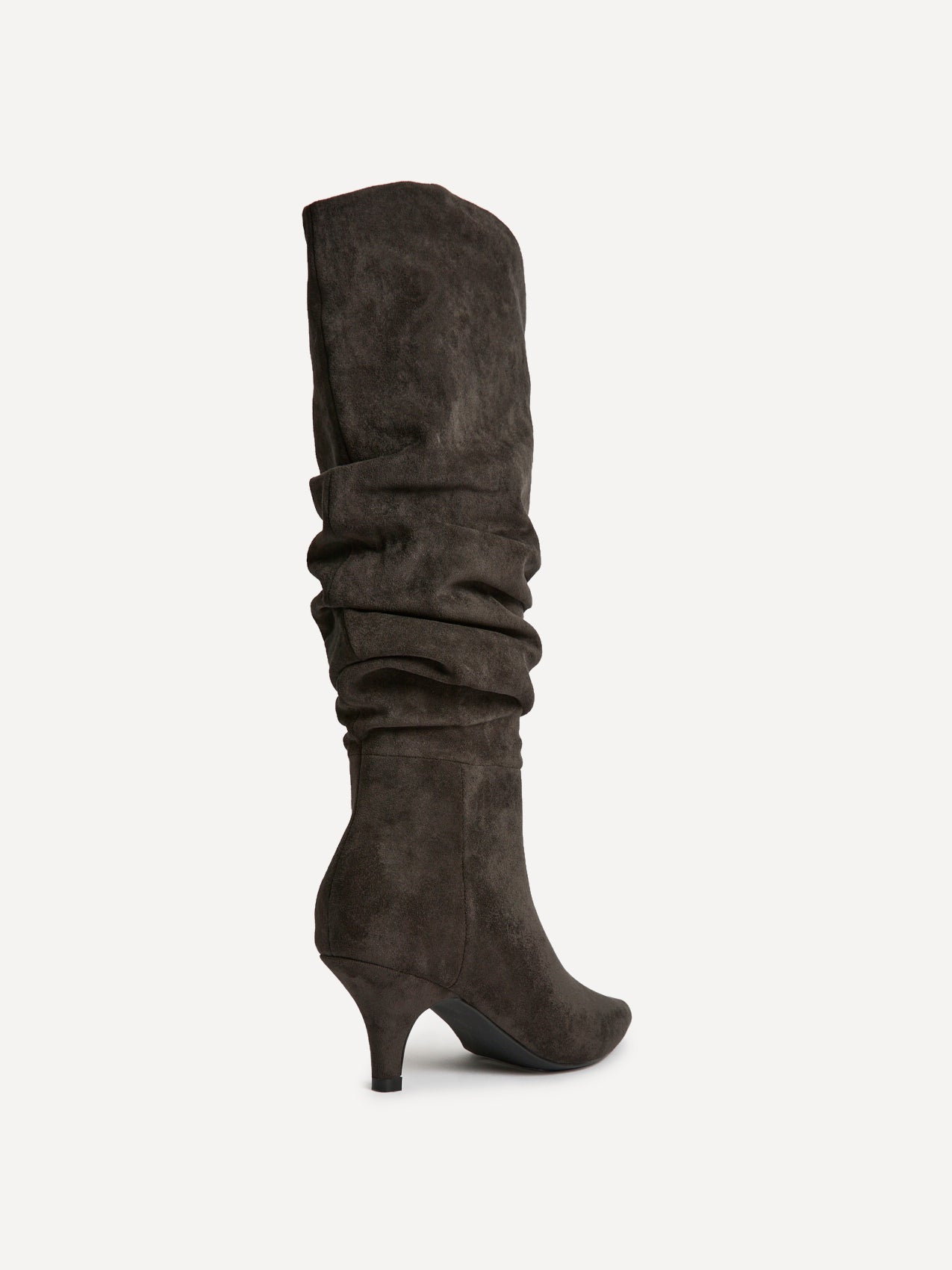Esteem Grey Kitten Heel Long Boots