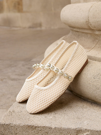 Estella Embellished Mesh Mary Jane Pumps