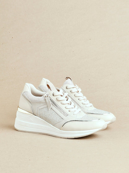 Everett Gold & Nude Wedged Trainers