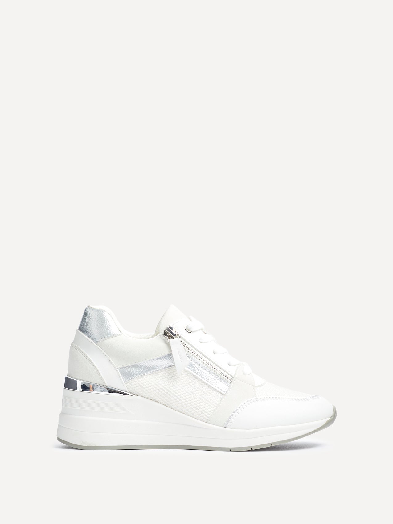 Everett White & Silver Wedged Trainers