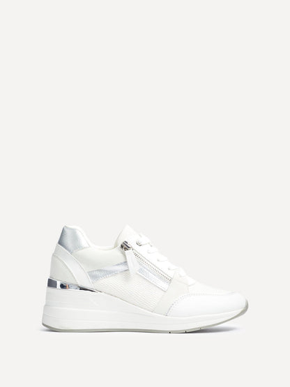 Everett White & Silver Wedged Trainers