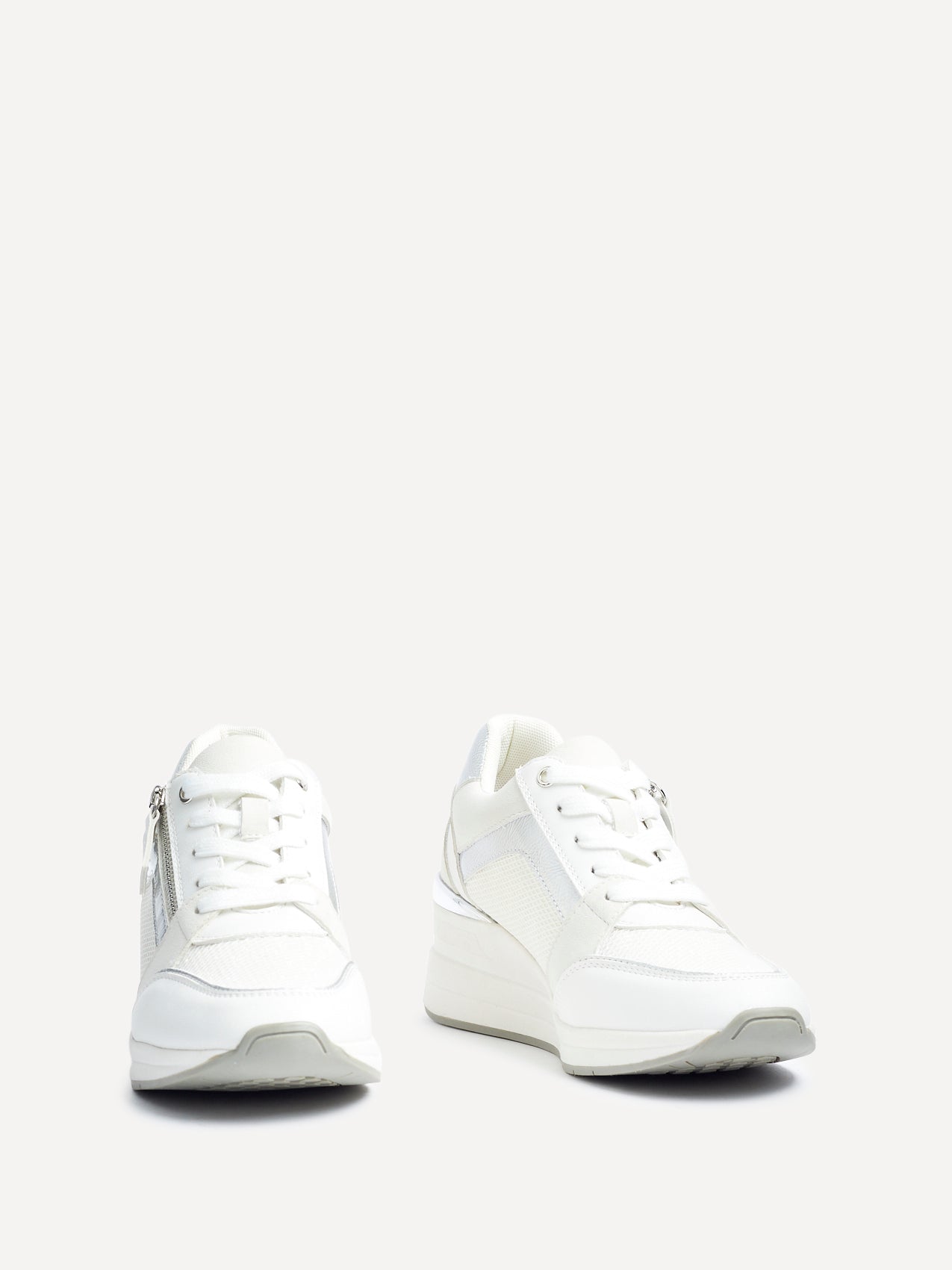 Everett White & Silver Wedged Trainers