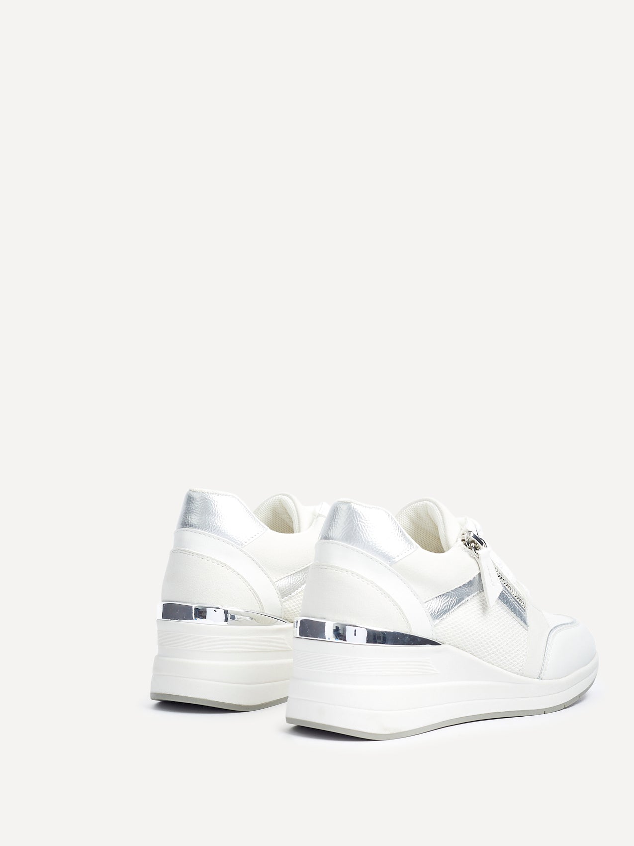 Everett White & Silver Wedged Trainers