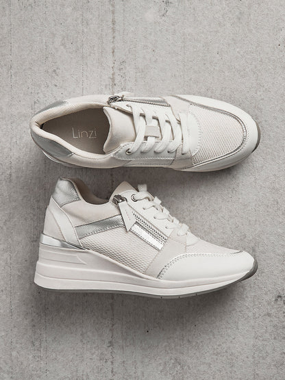 Everett White & Silver Wedged Trainers