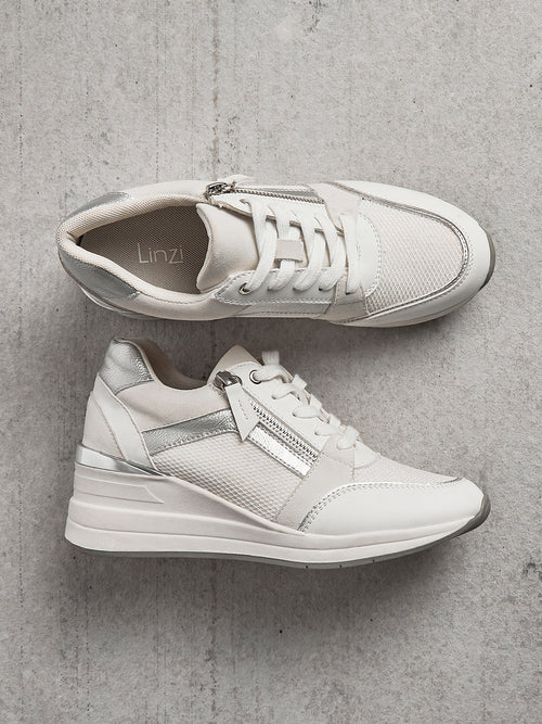 Everett White & Silver Wedged Trainers