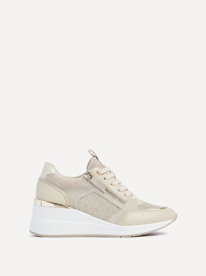 Everett Gold & Nude Wedged Trainers