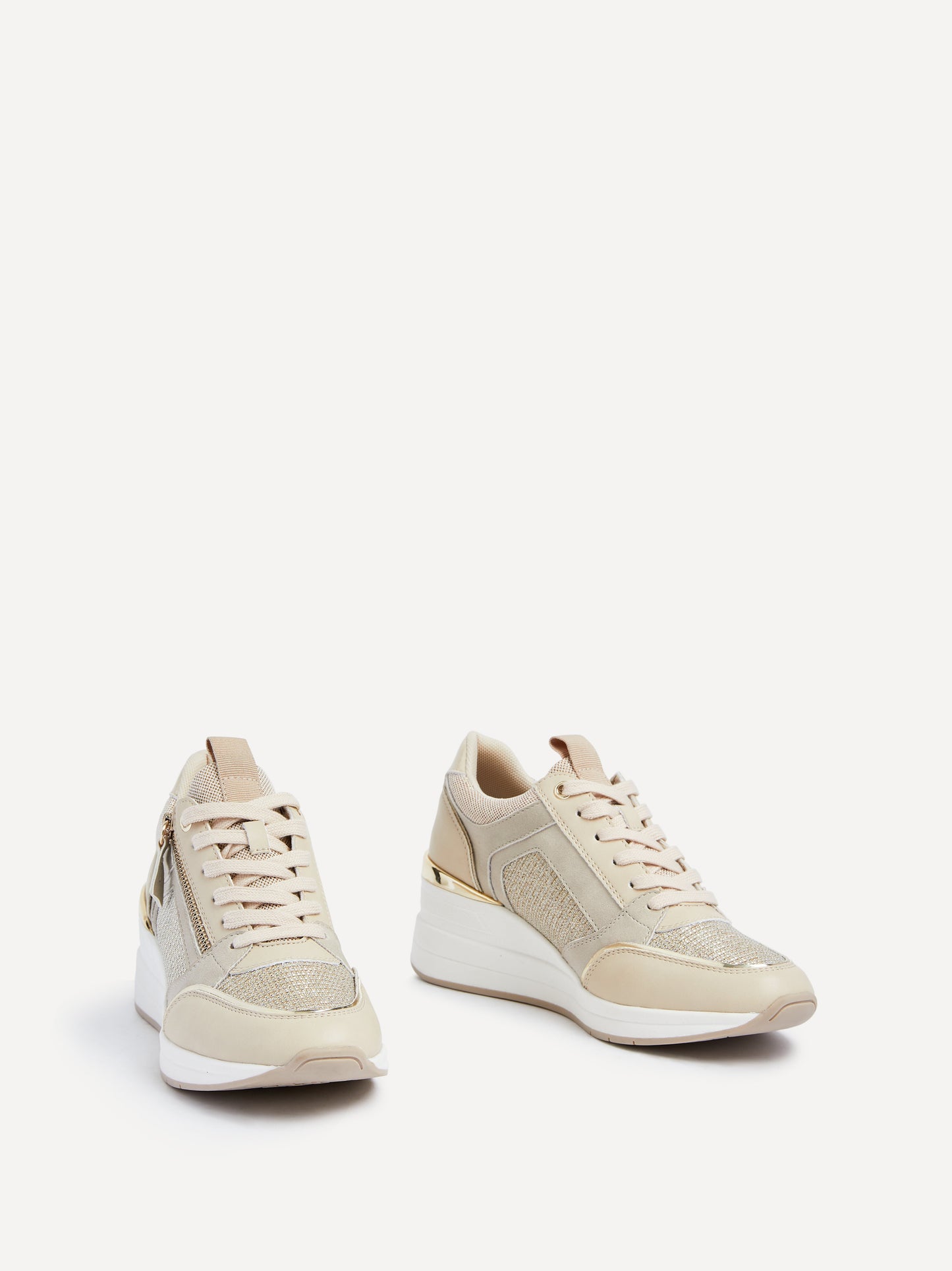 Everett Gold & Nude Wedged Trainers