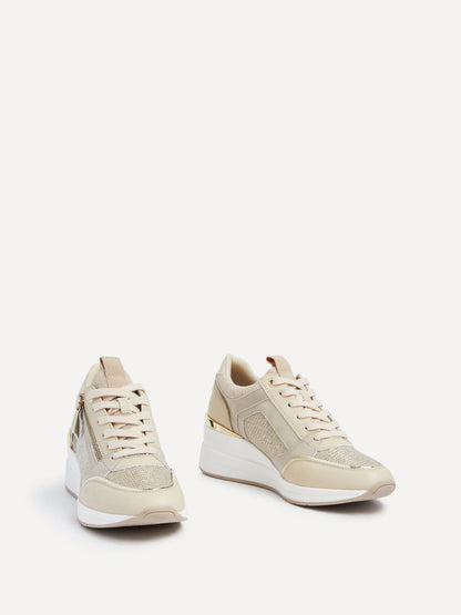 Everett Gold & Nude Wedged Trainers