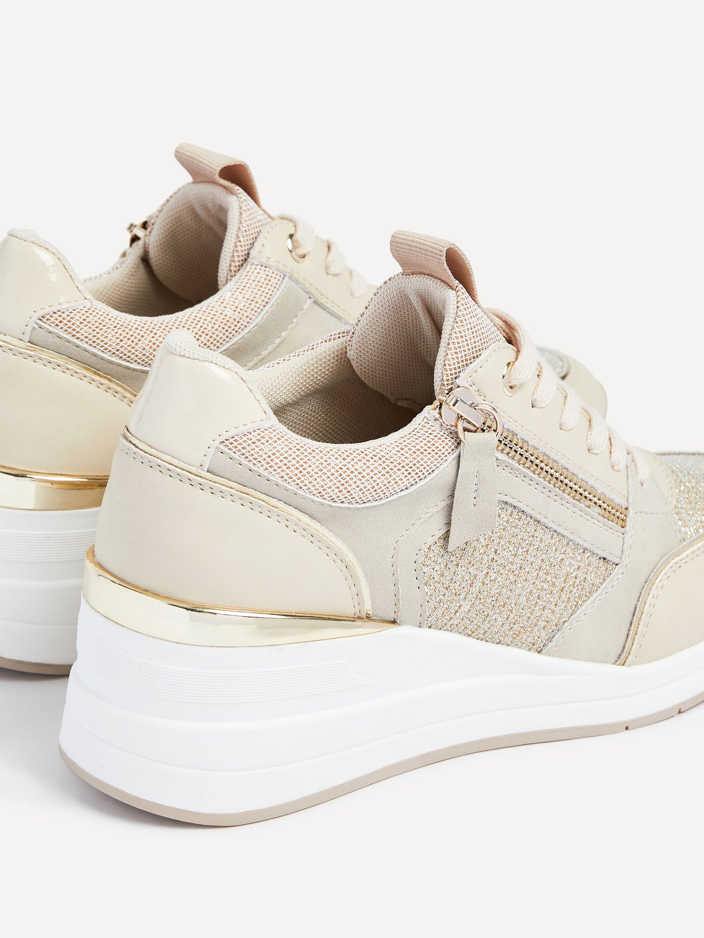 Everett Gold & Nude Wedged Trainers