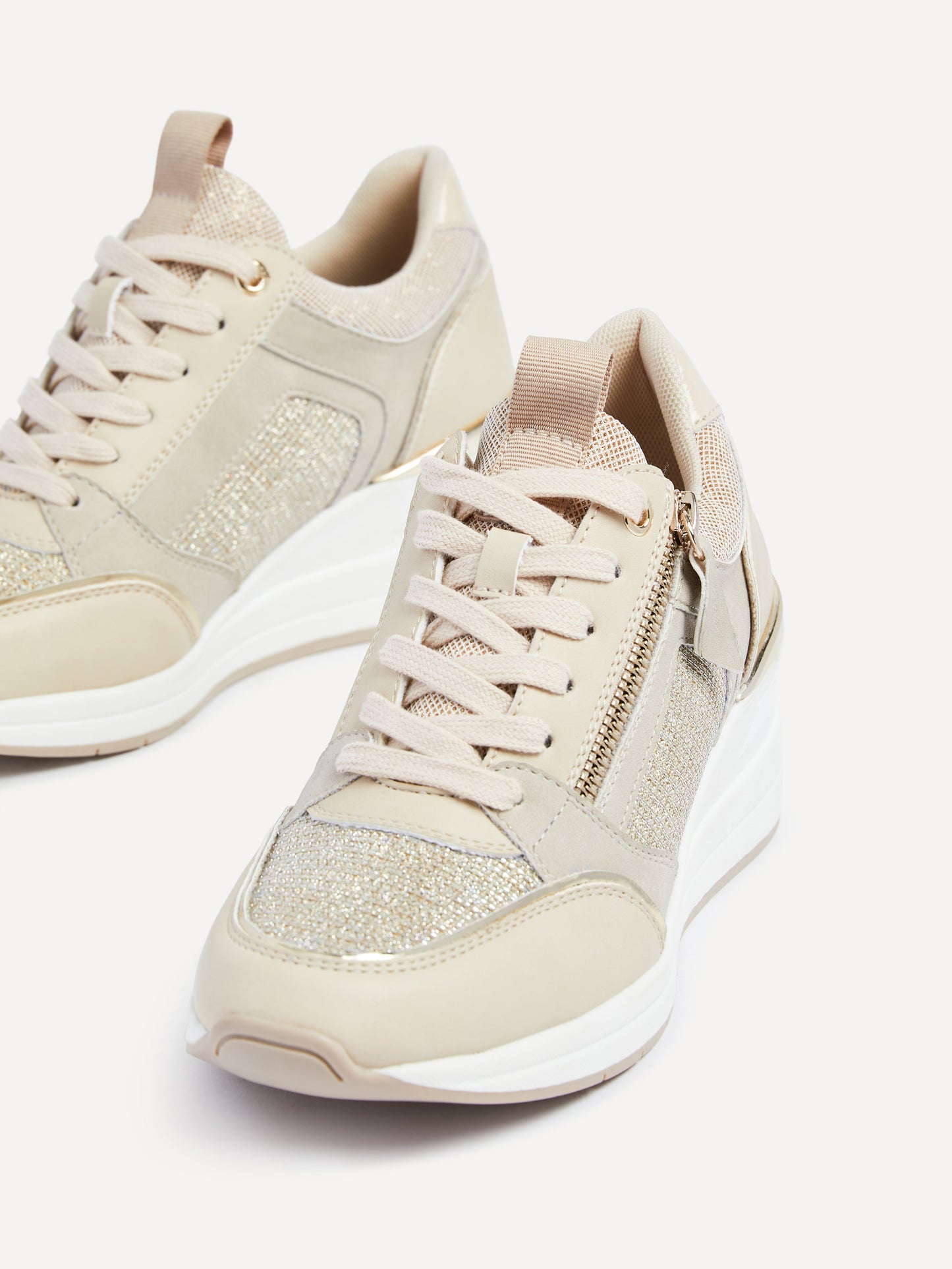 Everett Gold & Nude Wedged Trainers