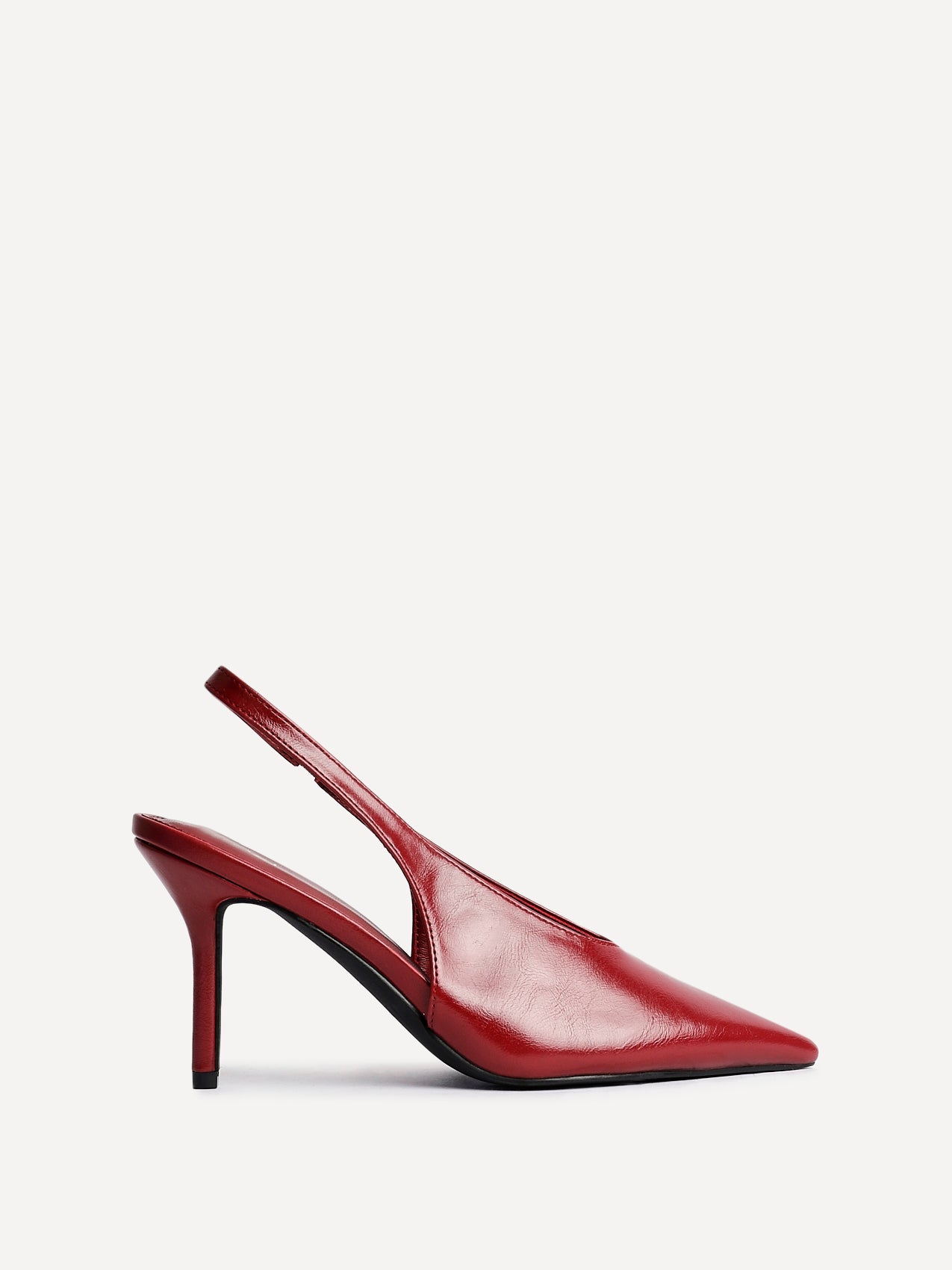Evoke Red Faux Leather Sling Back Court Heels