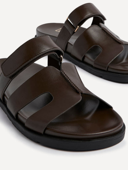 Emmy Brown Faux Leather Sandals