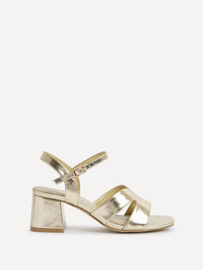 Empire Wide Fit Gold Block Heels