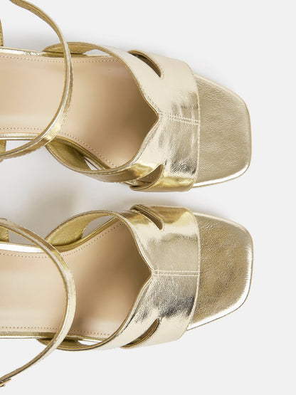 Empire Wide Fit Gold Block Heels