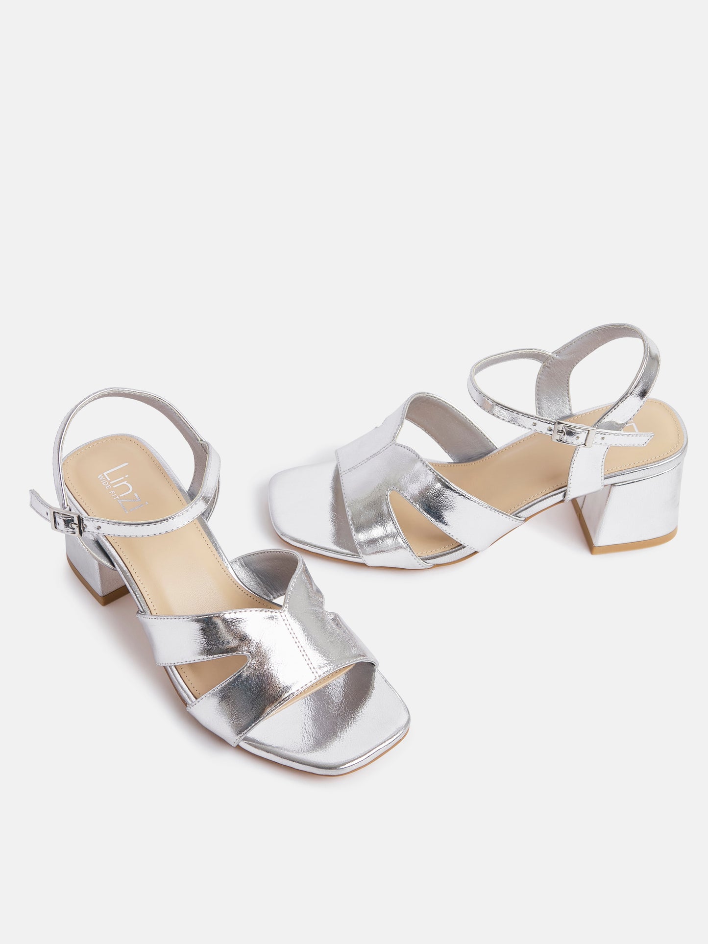 Empire Wide Fit Silver Block Heels