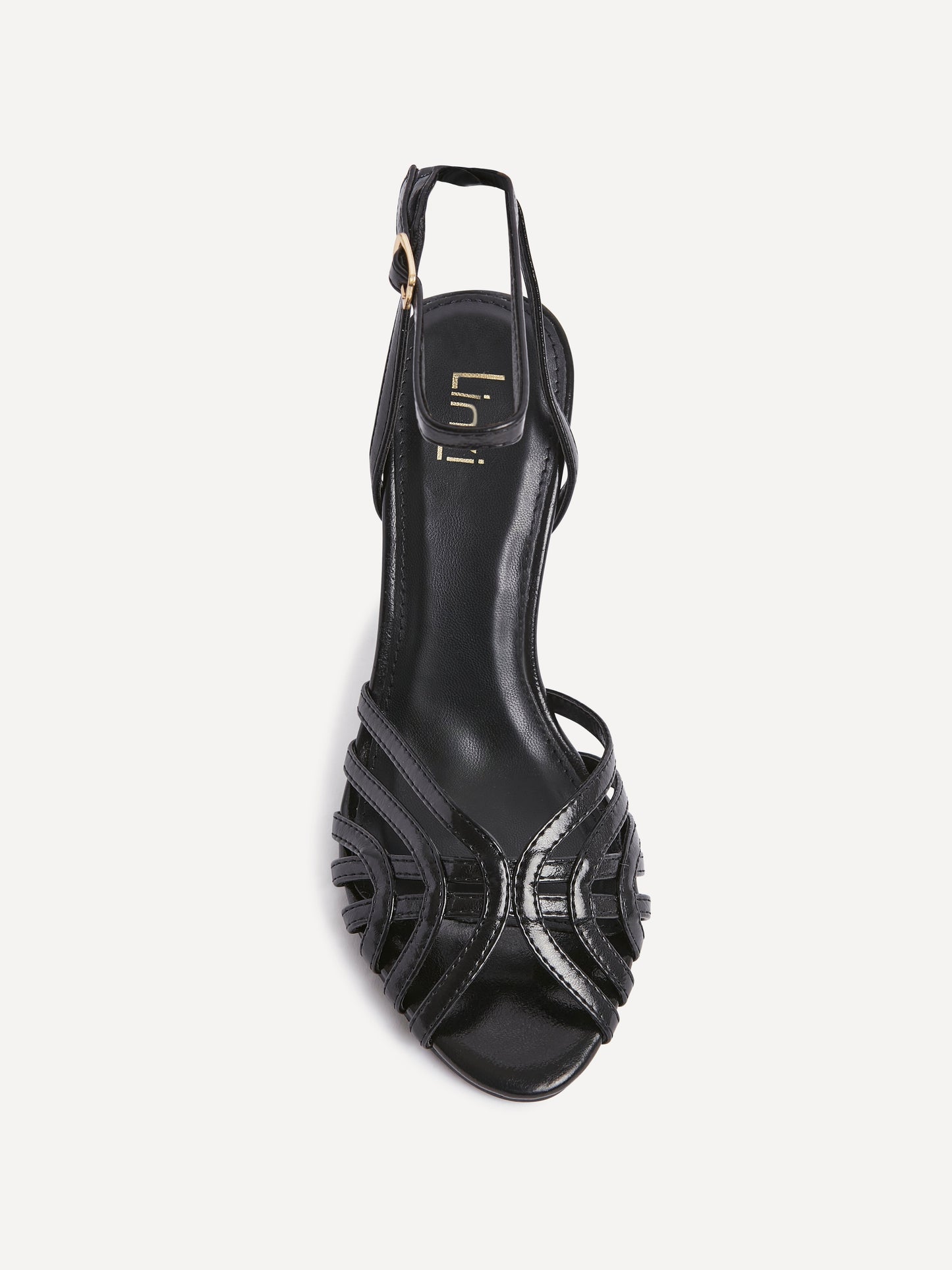 Eros Black Faux Leather Caged Heels