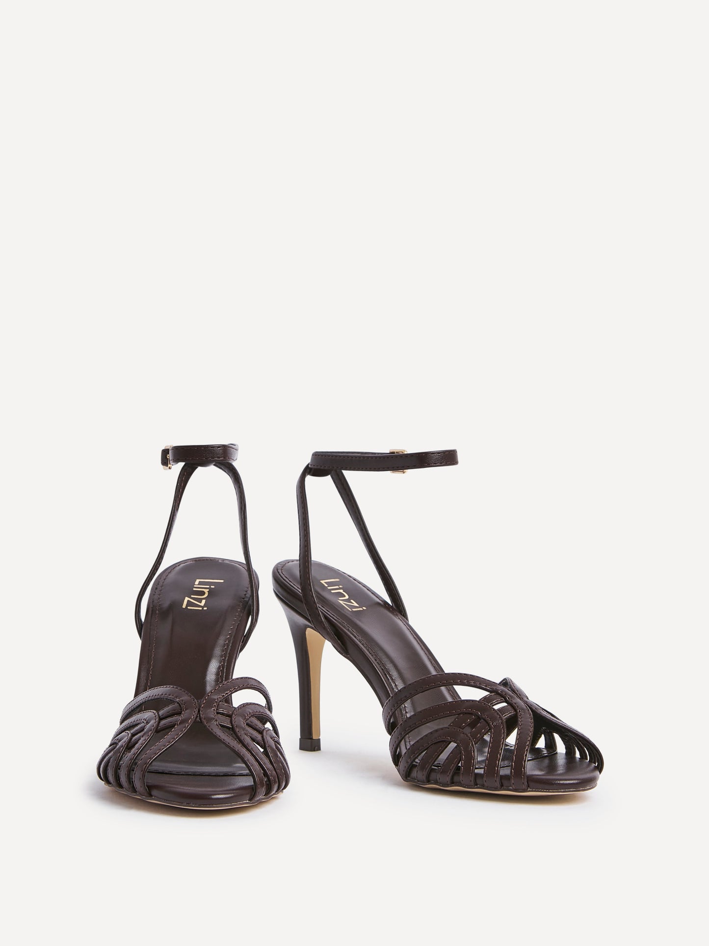 Eros Brown Faux Leather Caged Heels