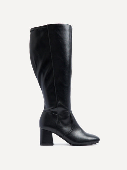 Fable Wide Fit Black Faux Leather Boots