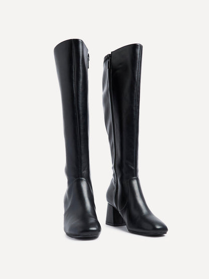 Fable Wide Fit Black Faux Leather Boots