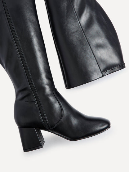 Fable Wide Fit Black Faux Leather Boots