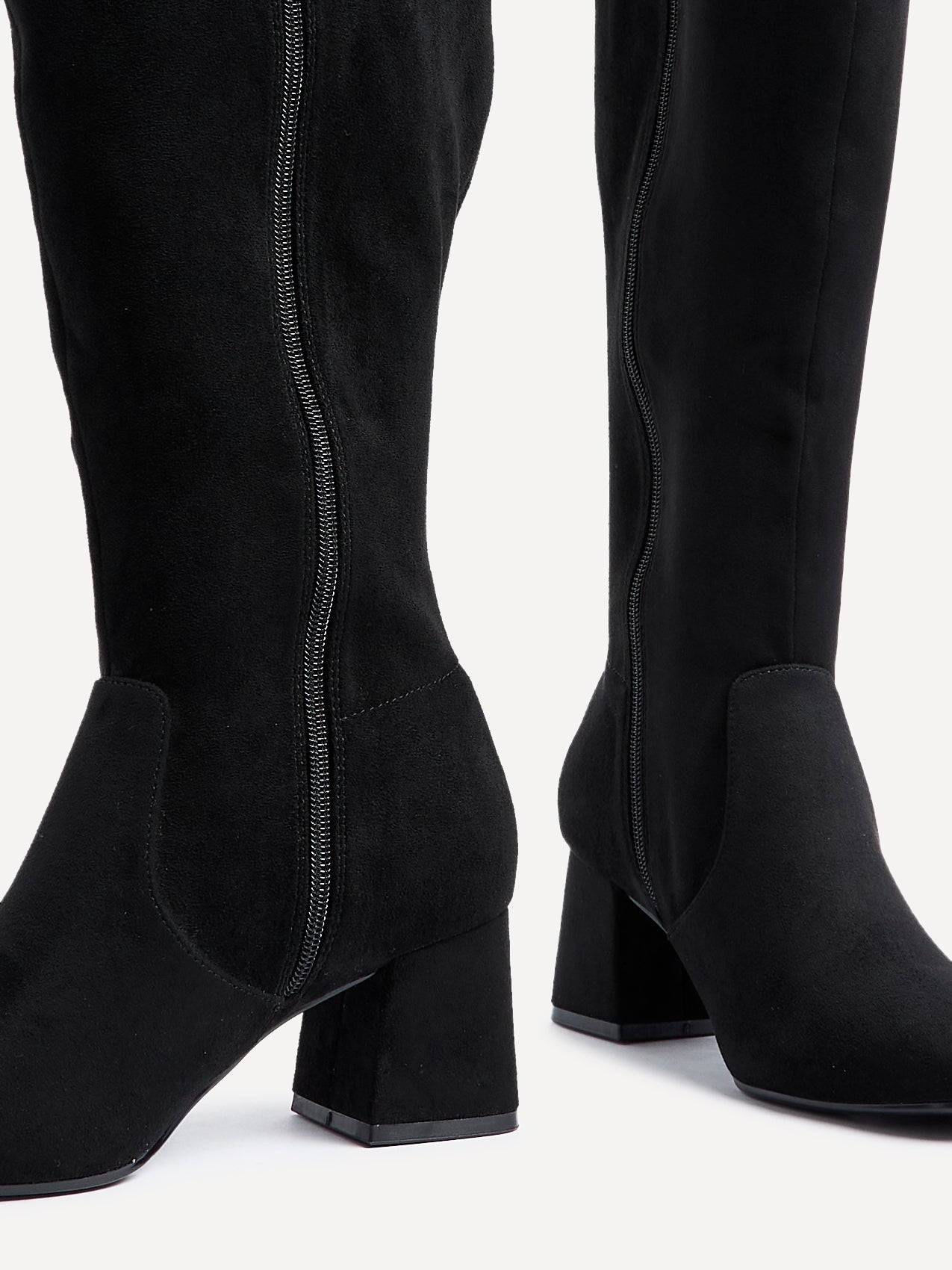 Fable Wide Fit Black Faux Suede Boots