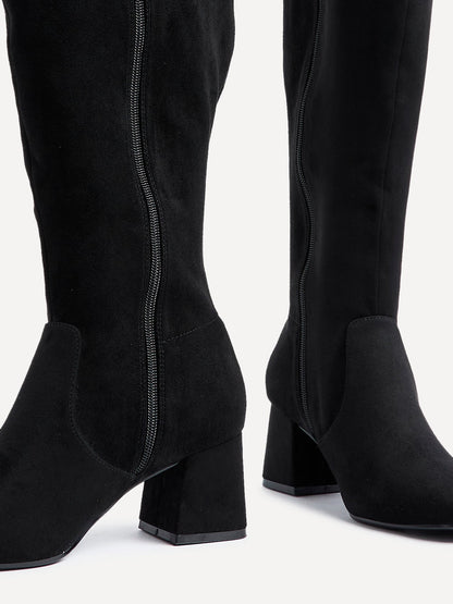 Fable Wide Fit Black Faux Suede Boots