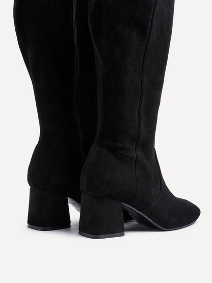 Fable Wide Fit Black Faux Suede Boots