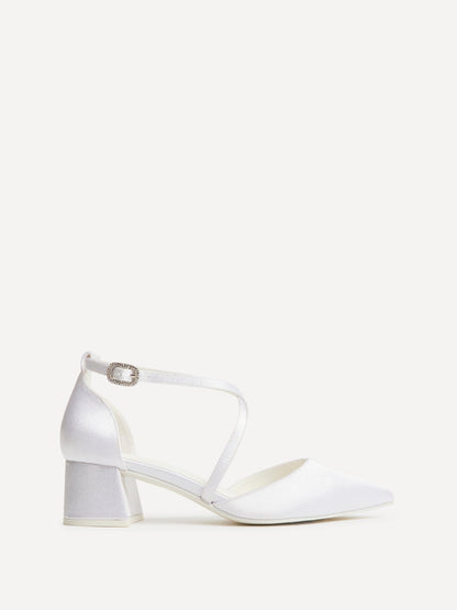 Faith Bridal Ivory Satin Low Court Heels