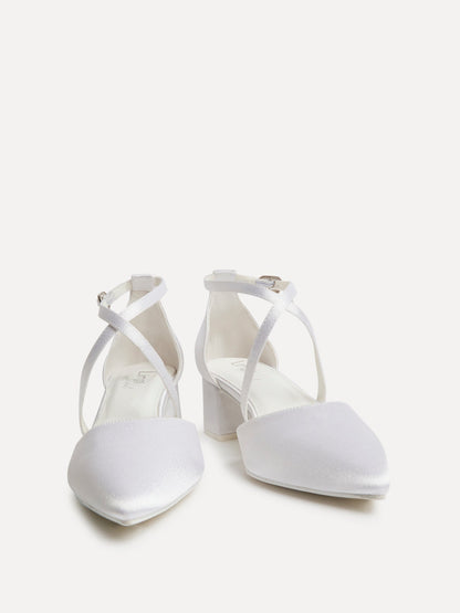 Faith Bridal Ivory Satin Low Court Heels