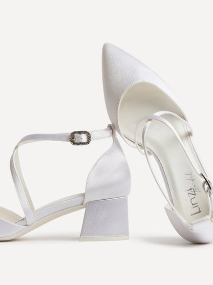 Faith Bridal Ivory Satin Low Court Heels