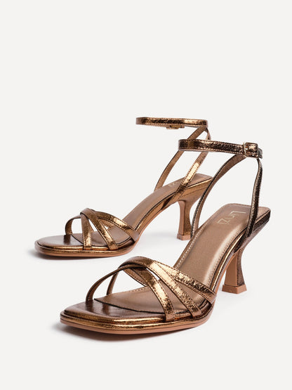 Faro Bronze Strappy Heeled Sandals