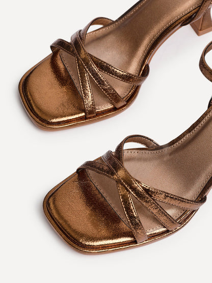 Faro Bronze Strappy Heeled Sandals
