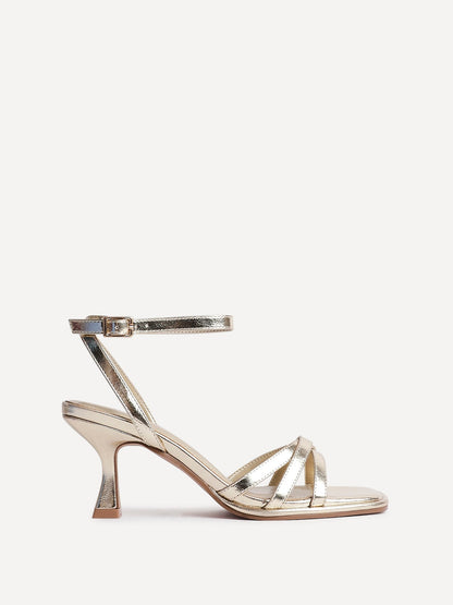 Faro Gold Strappy Heeled Sandals