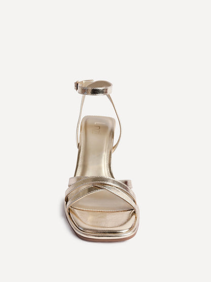 Faro Gold Strappy Heeled Sandals