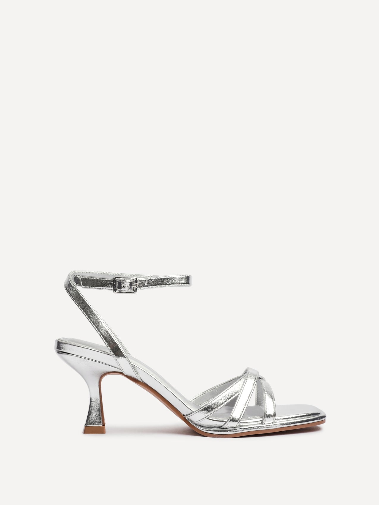 Faro Silver Strappy Heeled Sandals