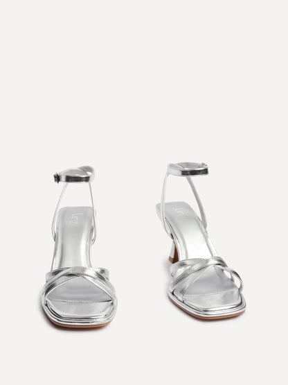 Faro Silver Strappy Heeled Sandals